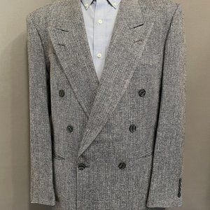 Grey + Silver Men's Silk Double Breasted Blazer